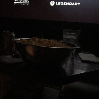Alamo Drafthouse - Our table with bowl of popcorn and drinks - Cinema Near Me - Brooklyn, New York Alamo Drafthouse - Our table with bowl of popcorn and drinks - Cinema Near Me - Brooklyn, New York