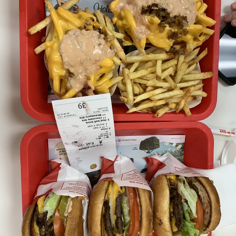 In-N-Out Burger - 3 double doubles, two animal style. Fries, two animal style. - Burgers Near Me - Tucson, Arizona In-N-Out Burger - 3 double doubles, two animal style. Fries, two animal style. - Burgers Near Me - Tucson, Arizona