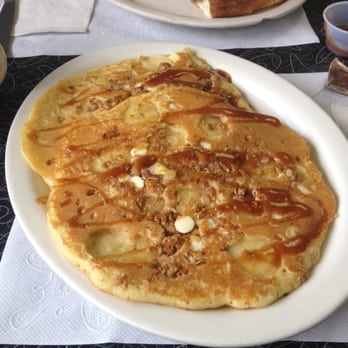 Old Croydon Cafe - Banana granola white chocolate chip pancakes with housemade caramel - Breakfast & Brunch Near Me - Croydon, Pennsylvania