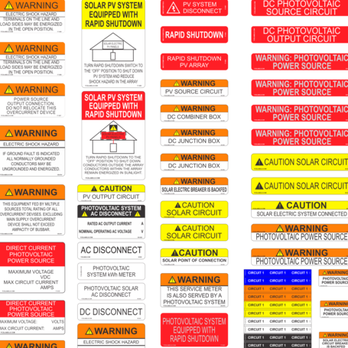 FCD Labels - Solar Labels & Stickers - Designed to meet NEC requirements. Our UV Laminate gives you 7 yr durability, great for interior/exterior signage. - Printing Services Near Me - Redlands, California