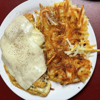 Cricket Country Kitchen - Over 60 bacon & swiss omlette with hash browns - Breakfast & Brunch Near Me - Sacramento, California Cricket Country Kitchen - Over 60 bacon & swiss omlette with hash browns - Breakfast & Brunch Near Me - Sacramento, California