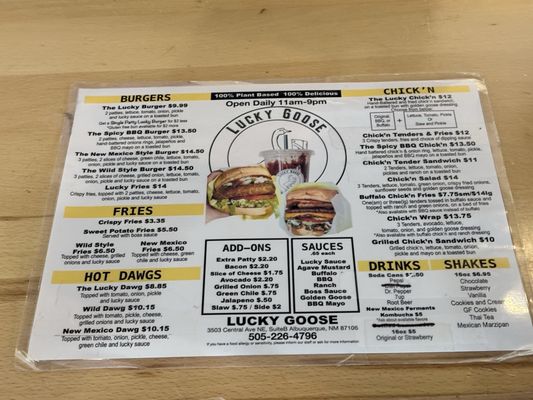 Menu photo 1 Lucky Goose Albuquerque, NM