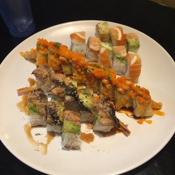 Aloha Sushi - Top to Bottom: Salmon Lover, Golden Tiger, Dragon - Japanese Near Me - Azusa, California