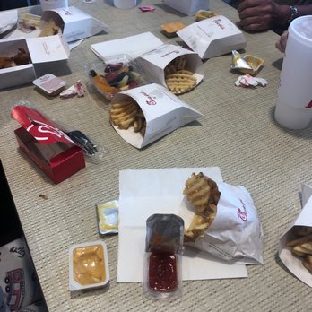 Chick-fil-A - After math of a family of 6! We'll clean it up when we leave, but it's soooo good! - Fast Food Near Me - San Angelo, Texas