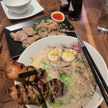 Red Bloom - Pork belly ramen with chicken instead and Salt and Pepper Wings - Asian Fusion Near Me - Reno, Nevada