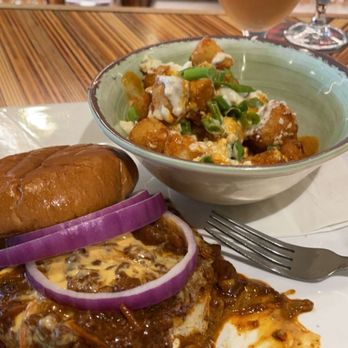 Uptown Kitchen + Taphouse - Uptown Chili Cheeseburger - Buffalo bleu Uptown Tots - Gastropubs Near Me - Rogers, Arkansas