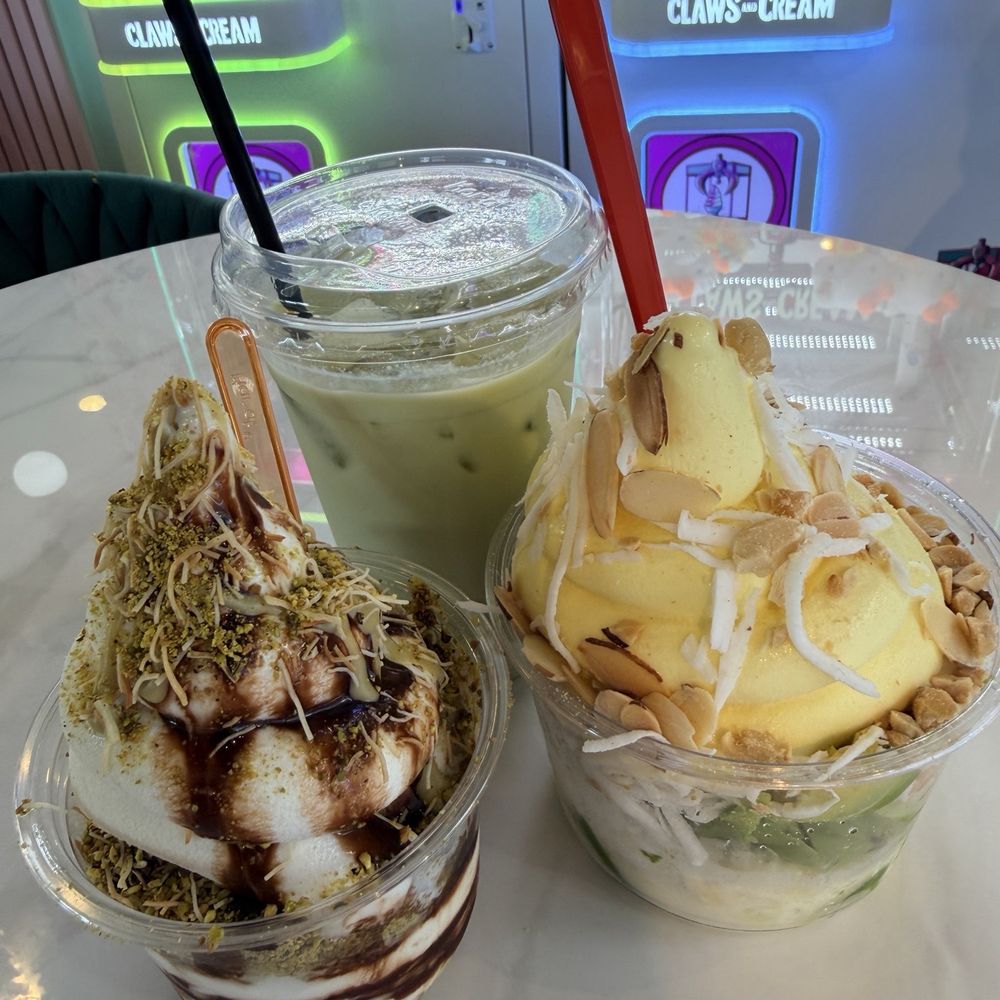 Claws and Cream - Dubai chocolate 8/10, avocado durian 6/10, Pandan Coconut Jasmine Milk Tea (Non-Dairy) 8/10 - Coffee & Tea Near Me - Garden Grove, California Claws and Cream - Dubai chocolate 8/10, avocado durian 6/10, Pandan Coconut Jasmine Milk Tea (Non-Dairy) 8/10 - Coffee & Tea Near Me - Garden Grove, California