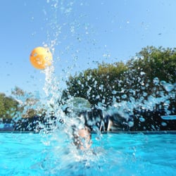 Del Cerro Pool - Playing ball in the deep end (8 ft) by the diving board