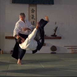 Aikido Centers - Chief Instructor Sensei Greg O'Connor handling a multiple attack for a upcoming film documentary.