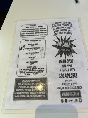Menu photo 1 Whaam Burger Flagler Beach, FL