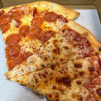 Bonello's New York Pizza - Slice of pepperoni, slice of cheese (cut in half) - Pizza Near Me - Torrance, California