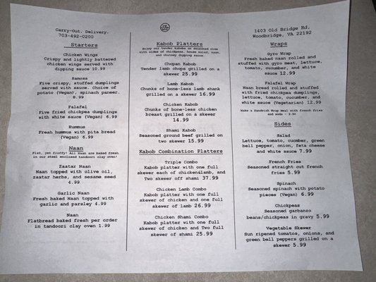 Menu photo 2 Kabob Zone Woodbridge, VA