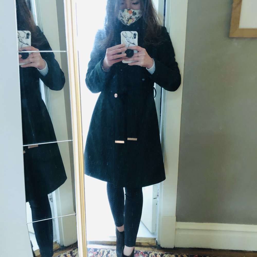 Akram Hanna - After - (ignore the dirty mirror). Length fits perfectly with my height.  Slimmed silhouette, with A-line shape. - Sewing & Alterations Near Me - Chicago, Illinois