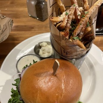 East End Grill - House Made Salmon Burger - New American Near Me - Lafayette, Indiana