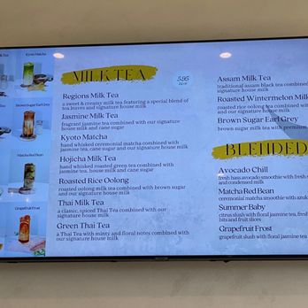 Regions Tea - Menu as of 11/2023. - Coffee & Tea Near Me - Phoenix, Arizona
