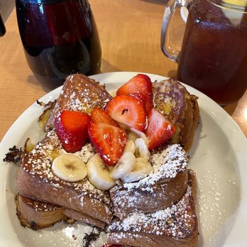 Loaded Cafe - French Toast topped with bananas and strawberries...delicious! - American Near Me - Placentia, California
