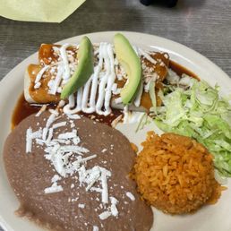 Steak and pork enchiladas