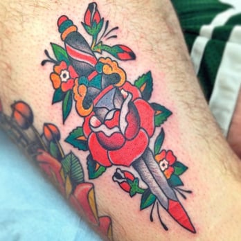 Inksmith And Rogers Tattoo - Dagger and Rose by Bryan Dewberry - Tattoo Near Me - Jacksonville, Florida