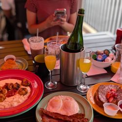 The Flying Biscuit Cafe - Shrimp and grits and Stuffed French Toast