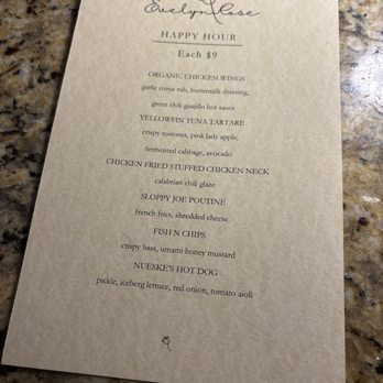 Evelyn Rose - Happy Hour Menu - American Near Me - Vienna, Virginia