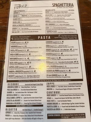Menu photo 1 Storico Spaghetteria Tustin, CA Menu photo 1 Storico Spaghetteria Tustin, CA