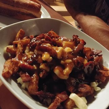 Creme & Cafe - Bacon Poutine and 1 hot dog, my bf's - Ice Cream & Frozen Yogurt Near Me - Lasalle, Quebec Creme & Cafe - Bacon Poutine and 1 hot dog, my bf's - Ice Cream & Frozen Yogurt Near Me - Lasalle, Quebec