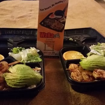 WaBa Grill - Grilled shrimp plate with 3 shrimps on each skewer (4) with rice, avocado and a salad. - Fast Food Near Me - Castaic, California WaBa Grill - Grilled shrimp plate with 3 shrimps on each skewer (4) with rice, avocado and a salad. - Fast Food Near Me - Castaic, California