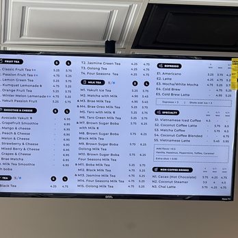 & Tea - a menu on a large screen - Bubble Tea Near Me - Yakima, Washington & Tea - a menu on a large screen - Bubble Tea Near Me - Yakima, Washington