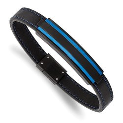 Genesis Jewelers of Yorktown - Leather band and Stainless Steel men's bracelet