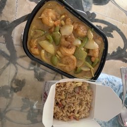 Shrimp Curry and Egg Fried Rice