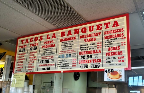 Menu photo 1 Tacos la Banqueta Dallas, TX