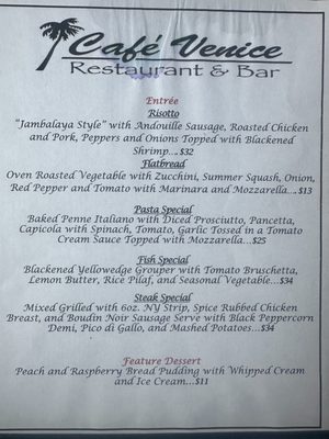 Menu photo 1 Cafe Venice Restaurant & Bar Venice, FL