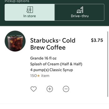 Starbucks - The online receipt if I would have order the same item online - Coffee & Tea Near Me - Dawsonville, Georgia