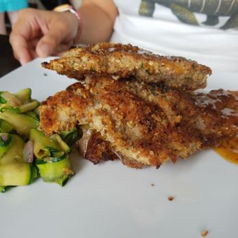 Texas Bistro - Pecan crusted chicken with potato and zucchini - New American Near Me - New Braunfels, Texas Texas Bistro - Pecan crusted chicken with potato and zucchini - New American Near Me - New Braunfels, Texas