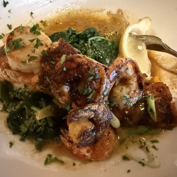 Pappadeaux Seafood Kitchen - Salmon and Scallop with Shrimp and Spinach - Excellent - Seafood Near Me - Houston, Texas Pappadeaux Seafood Kitchen - Salmon and Scallop with Shrimp and Spinach - Excellent - Seafood Near Me - Houston, Texas