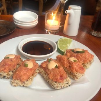 Lure Fishbar - Tuna tartare on crispy rice squares - Seafood Near Me - New York, New York Lure Fishbar - Tuna tartare on crispy rice squares - Seafood Near Me - New York, New York