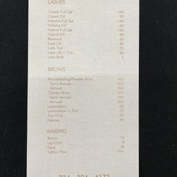 Roots + Grace - Lashes, Brows, Waxing Prices