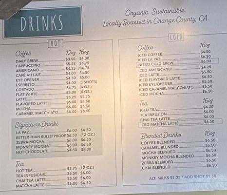 Menu photo 1 Lost Bean Organic Coffee Tea Tustin, CA