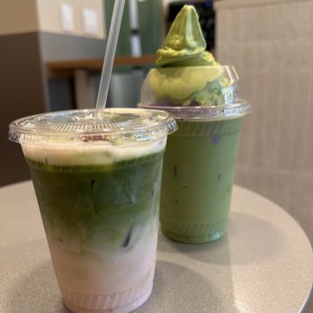 Matcha Cafe Maiko - Rose matcha latte and matcha latte float - Shaved Ice Near Me - Orlando, Florida