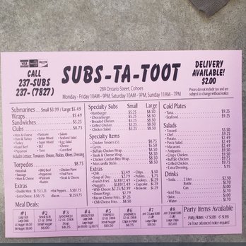Subs-Ta-Toot - Menu - Sandwiches Near Me - Cohoes, New York Subs-Ta-Toot - Menu - Sandwiches Near Me - Cohoes, New York