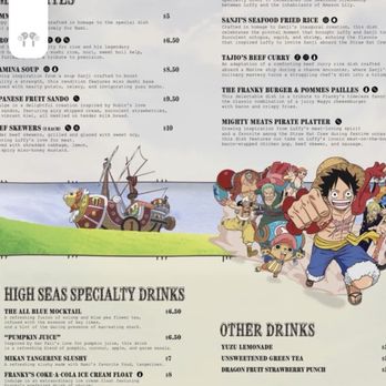 One Piece Cafe - The menu - Themed Cafes Near Me - Las Vegas, Nevada