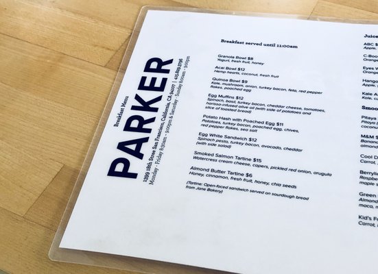 Menu photo 8 Parker Potrero San Francisco, CA Menu photo 8 Parker Potrero San Francisco, CA