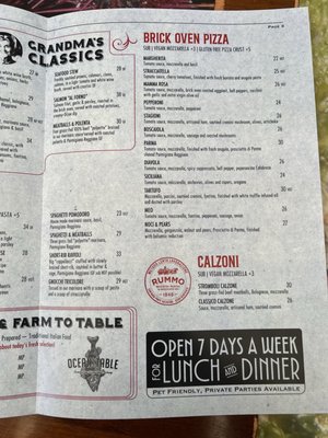 Menu photo 1 Tramonti Santa Cruz, CA