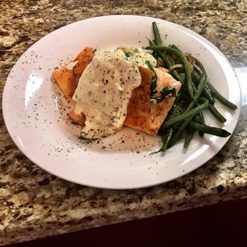 Chef Gil - Stuffed Salmon with crabmeat with a side of garlic potatoes and sautéed green beans. - Caterers Near Me - Austin, Texas
