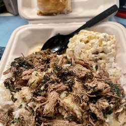 Papa Haoles - Kalua Pork over rice with Marconi Salad