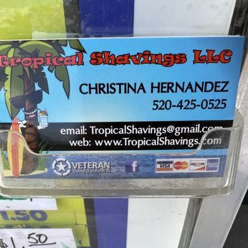 Tropical Shavings - a business card attached to a business card holder - Shaved Ice Near Me Tropical Shavings - a business card attached to a business card holder - Shaved Ice Near Me