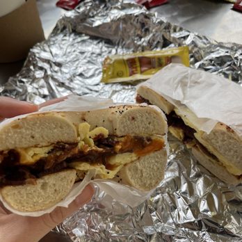 Blackstone Coffee Roasters - Bacon egg and cheese on everything bagel - Coffee & Tea Near Me - New York, New York Blackstone Coffee Roasters - Bacon egg and cheese on everything bagel - Coffee & Tea Near Me - New York, New York