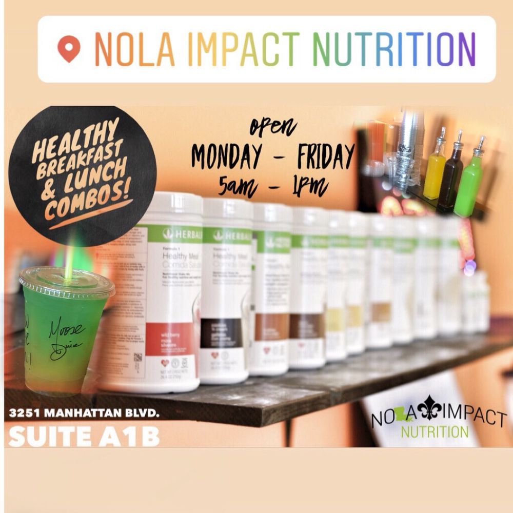 NOLA IMPACT NUTRITION Updated April 2024 16 Photos 3251 Manhattan Blvd, Harvey, Louisiana