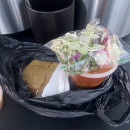 Pozole with tostada and salad Pozole with tostada and salad