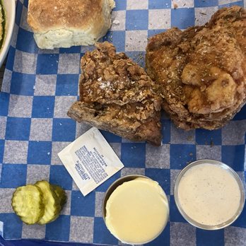 Bunny's Buckets & Bubbles - Two piece chicken with ranch dipping sauce, a biscuit and butter. - Chicken Shop Near Me - Baltimore, Maryland